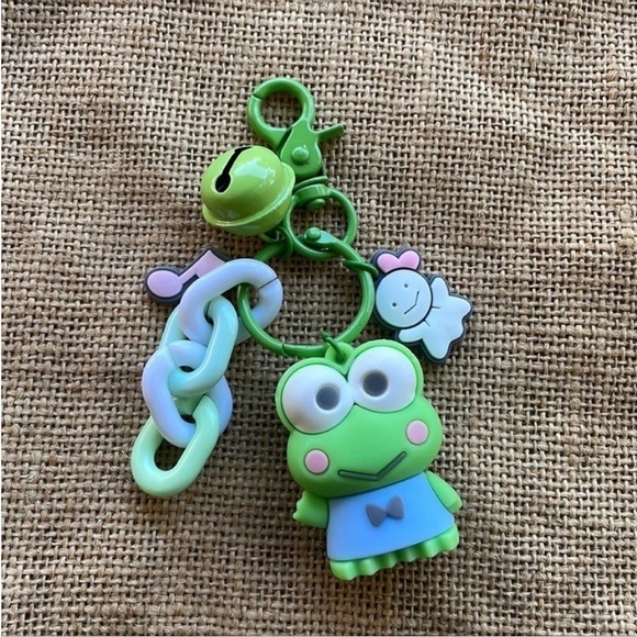 Hello kitty & Friend Keroppi Key Rink Key Fob Bell Charm 3 D  Sanrio New - Picture 4 of 6